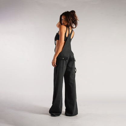 Y2K Denim Overalls with Pockets - Women's Loose-Fit Suspender Jumpsuit for Streetwear